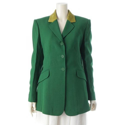 エルメス ウール テーラードジャケット グリーン 40