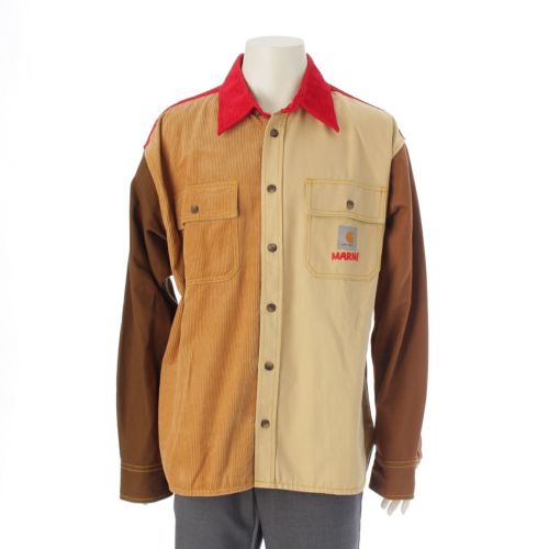 マルニ カーハート Carhartt 23SS カラーブロック オーバー 長袖シャツ CUMU031301UTX004 ブラウン L
