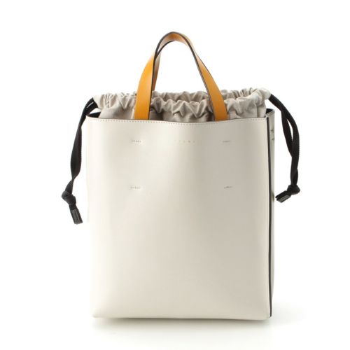 マルニ ミュゼオ レザー 2WAY ショルダー トートバッグ イエロー×グレー×カーキ