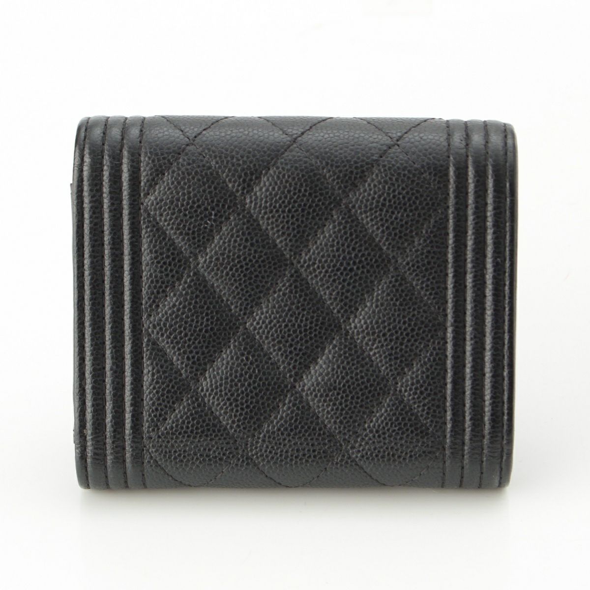 シャネル 25番台 ボーイシャネル キャビアスキン ココマーク 三つ折り  