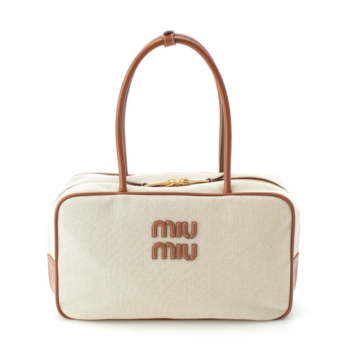 miu miu 2WAYバッグ ブルー 花柄 キャンバス ストラップ カード