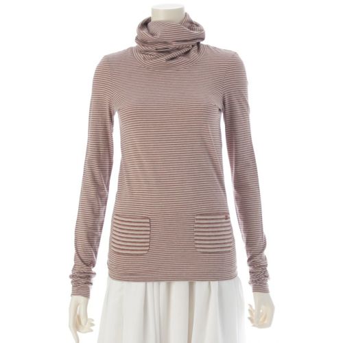 シャネル 05A コットン×アンゴラ×カシミヤ ボーダー タートルネック トップス P26594 マルチカラー 34