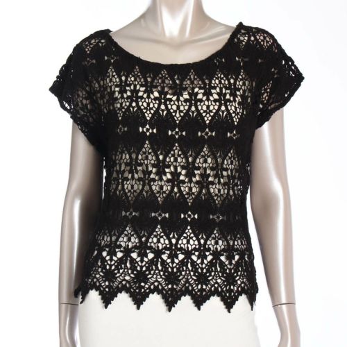 bebe レース トップス ブラック S