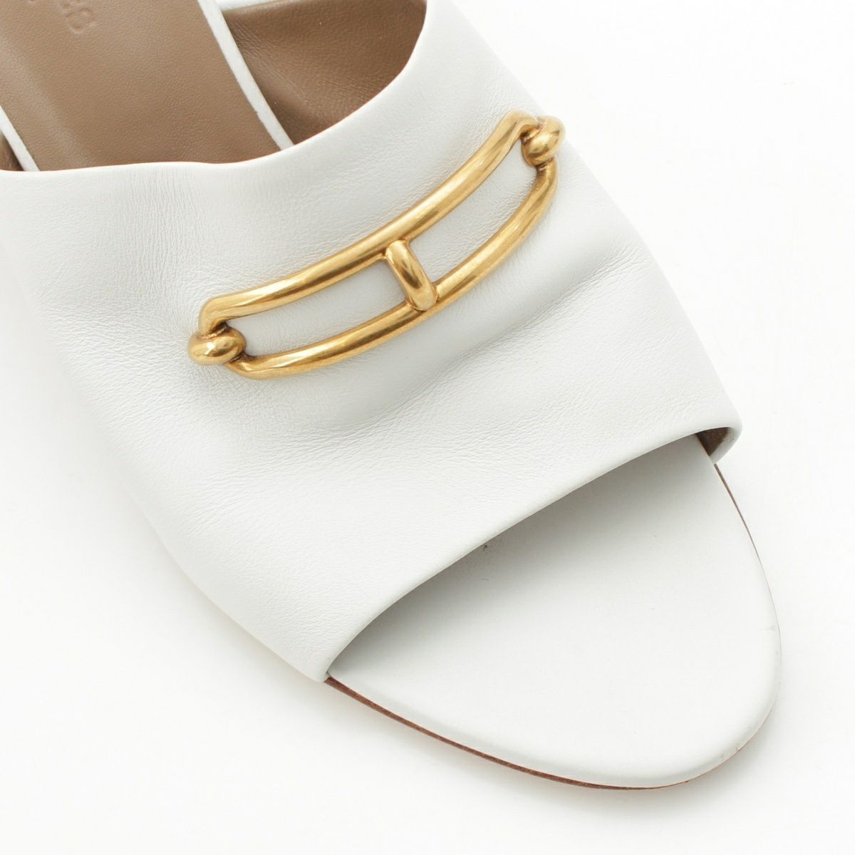 エルメス HERMES サンダル 36 ケリー トップ レザー 白 レディース