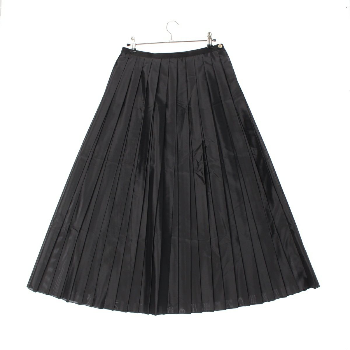 ドゥロワー ナイロンタフタ PRE2 プリーツ ロング スカート ブラック  