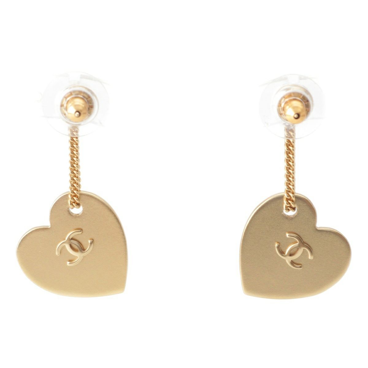 シャネル ココマーク ハート ドロップ チェーン ピアス 両耳用