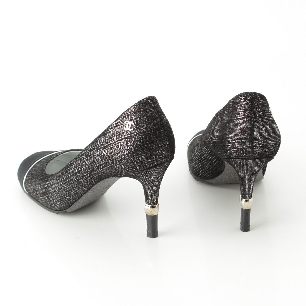 シャネル レザー ココマーク ラメ ヒール パンプス G33228 ブラック  