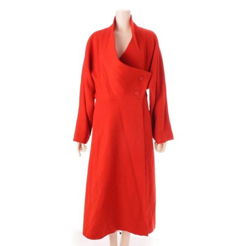 イッセイミヤケ ウール 筆タグ 変形 コート アウター JG63139 オレンジー M