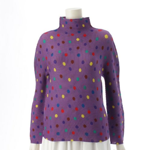 PLEATSPLEASE チェック柄ハイネック半袖トップス OLIVE des OLIVE】バイアスチェックトップス[品番：NCLW0014553]｜NICE