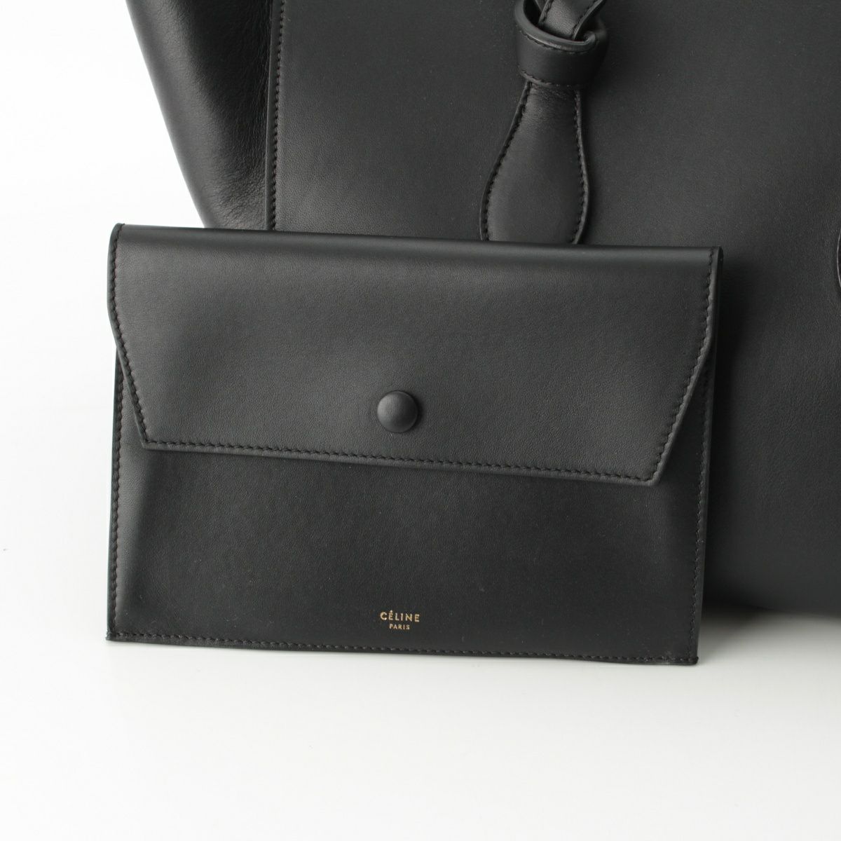 セリーヌ レザー タイバッグ ハンドバッグ 鞄 ブラック | 中古通販