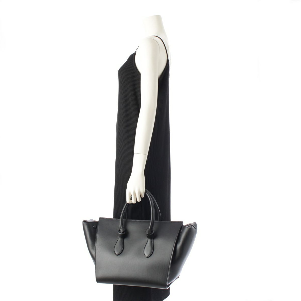 セリーヌ レザー タイバッグ ハンドバッグ 鞄 ブラック | 中古通販