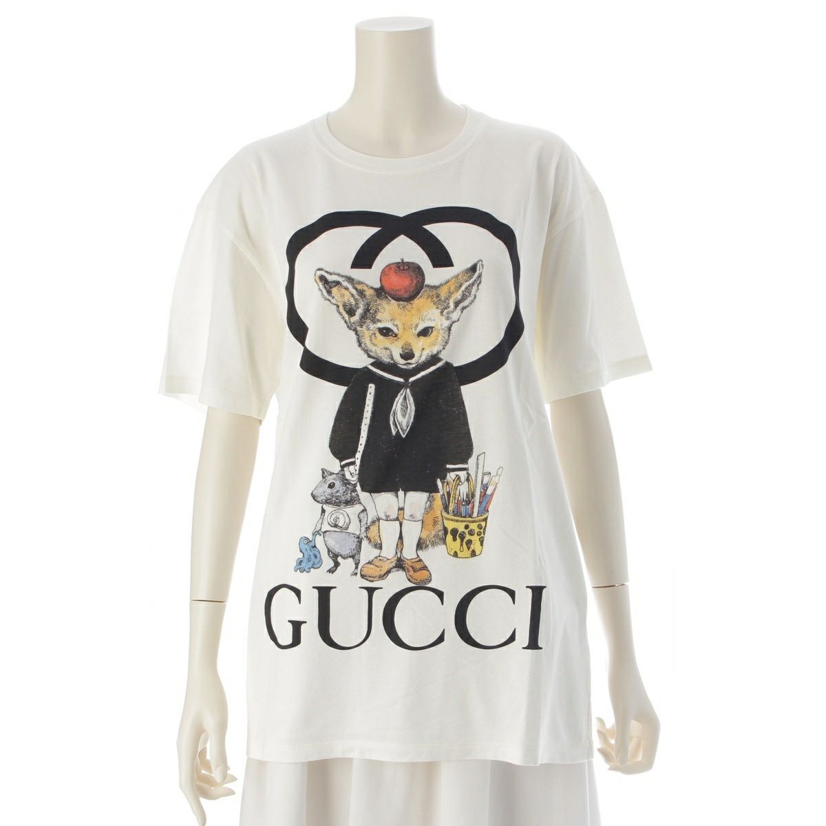 【新品タグ付】GUCCI×ヒグチユウココラボ Tシャツ　ねこ80cm グッチ ヒグチユウコ コットン 日本限定 GG ロゴ キャット 半袖