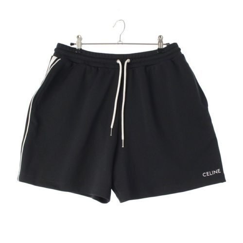 セリーヌ 24SS ロゴ ダブルフェイス ジャージー トラック ショートパンツ 2Z734121O.38AW ブラック M