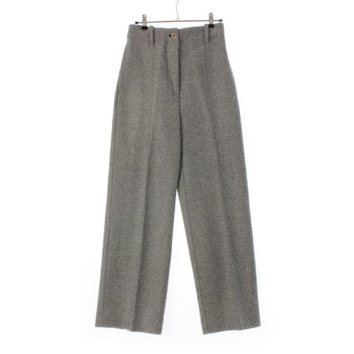 パトゥ 23AW ウール バイアス ストライプ スラックス パンツ ボトムス 23A-TR002-0149 ブラック ホワイト 34
