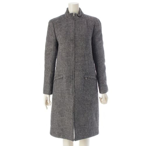 ミュウミュウ ウール ナイロン 1998 LOOK16 ニット ジップアップ ロング コート アウター グレー 44