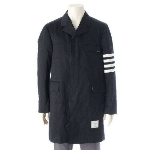 トムブラウン 20AW コットン チェスターフィールド 4BAR ライン コート アウター MOU543A03788415 ネイビー ホワイト 2