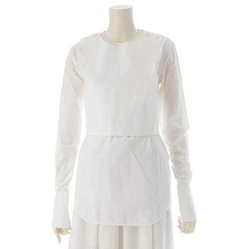 セリーヌ コットン フィービー期 ビスチェ レイヤード 2WAY プルオーバー ブラウス シャツ 長袖 トップス 2 0AQ6 ホワイト 34