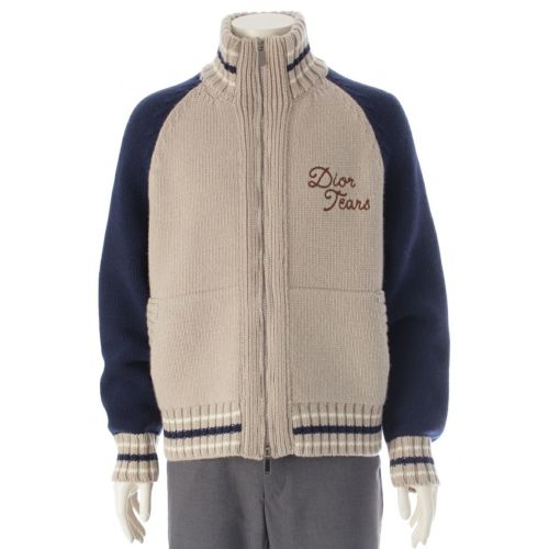 ディオール・オム 23年 ウール×カシミヤ DENIM TEARS ティアーズコレクション ジップアップ ニット トップス 393M430AT697 マルチカラー M