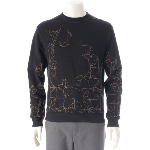 ルイヴィトン 23SS LVミュージックライン コットン トレーナー スウェット トップス ブラック XS