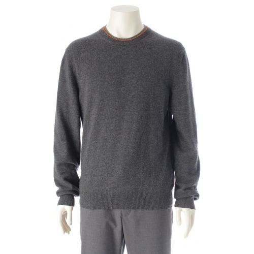 エルメス 24年 カシミヤ ダブルHリブ ラウンドネック ニット セーター トップス 467150HA グレー M