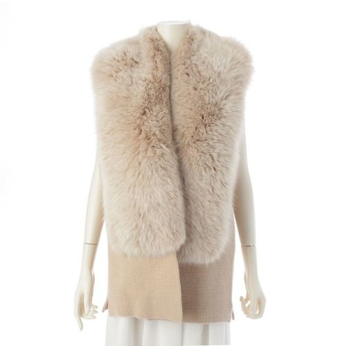 ドゥロワー ウール カシミヤ フォックスファー ニット ベスト ジレ トップス 6515-199-0533 ベージュ