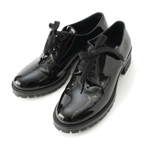 ミュウミュウ エナメル パテント レースアップ ドレス シューズ ブラック 37
