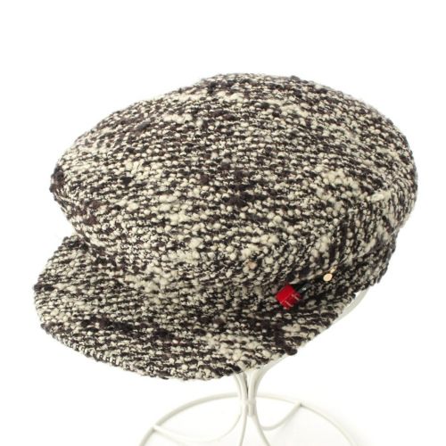 シャネル ツイード キャスケット 帽子 ブラック ホワイト 57