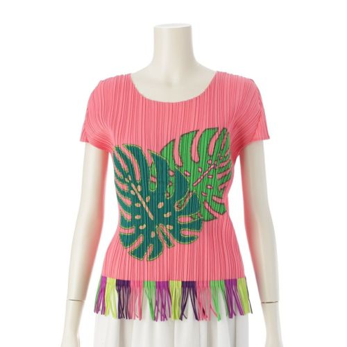 プリーツプリーズ イッセイミヤケ モンステラ柄 プリーツ フリンジ トップス PP91-JK572 ピンク 3