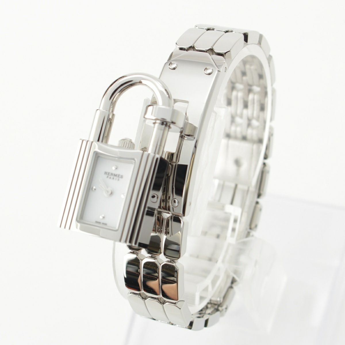 エルメス ステンレススチール SS QZ 白文字盤 クロシェット付属 腕時計  