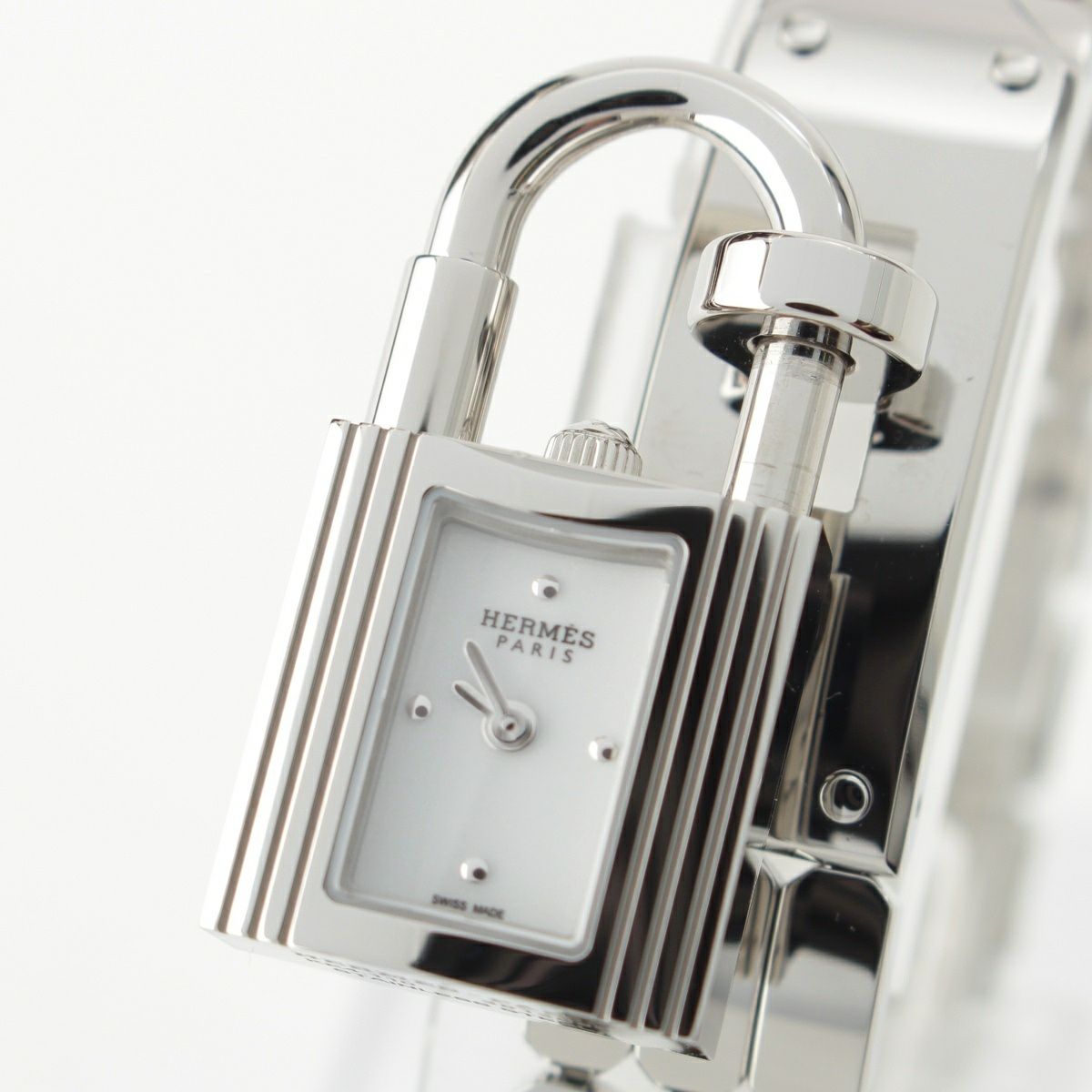 エルメス ステンレススチール SS QZ 白文字盤 クロシェット付属 腕時計  