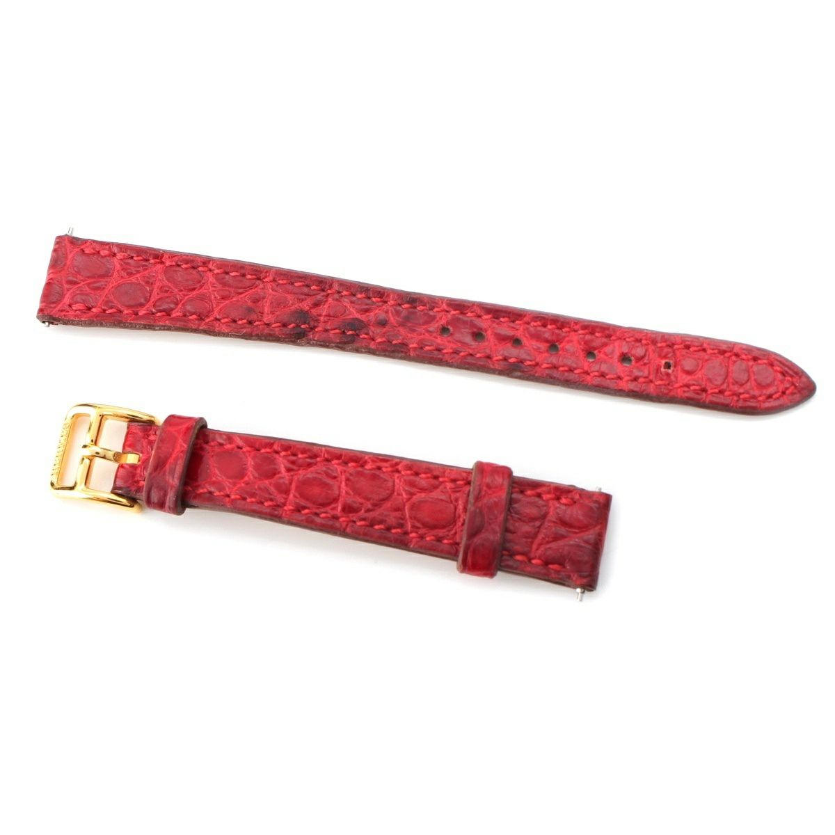 エルメス □R刻印 アリゲーター 腕時計 ウォッチ レザー ベルト レッド  