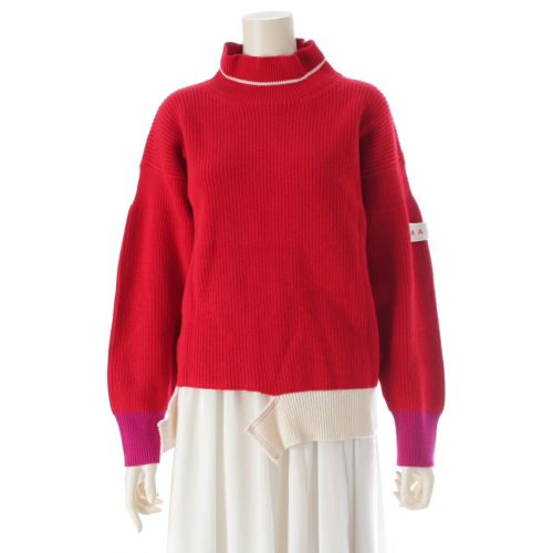 マルニ 23AW ヴァージンウール ロゴ ハイネック ニット GCMD031701 レッド 36