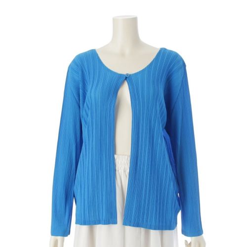 プリーツプリーズ イッセイミヤケ ノーカラー ジャケット カーディガン トップス PP43-F0323 ブルー系 3