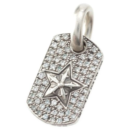 クロムハーツ DT TNY STAR パヴェダイヤ 925 タイニードッグタグ スター ペンダントトップ シルバー 3.4g