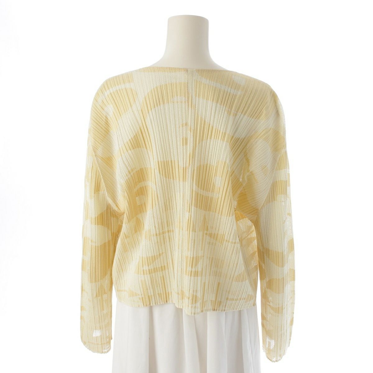 プリーツプリーズ イッセイミヤケ 数字 記号 総柄 シアー カーディガン