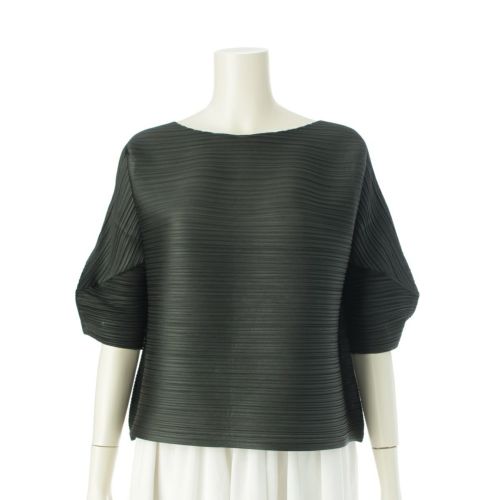 プリーツプリーズ イッセイミヤケ 24SS CHILI PEPPERS 変形 バウンスプリーツ 横プリーツ ジグザグ トップス PP41JK461 グリーン 3