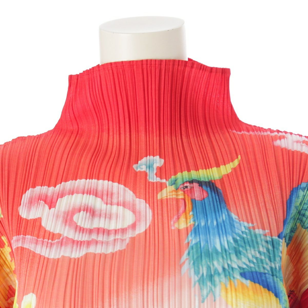 超希少 美品 プリーツプリーズ 中国縁起柄 ロングワンピース マキシ丈 L相当 超希少 美品 プリーツプリーズ 中国縁起柄 ロングワンピース