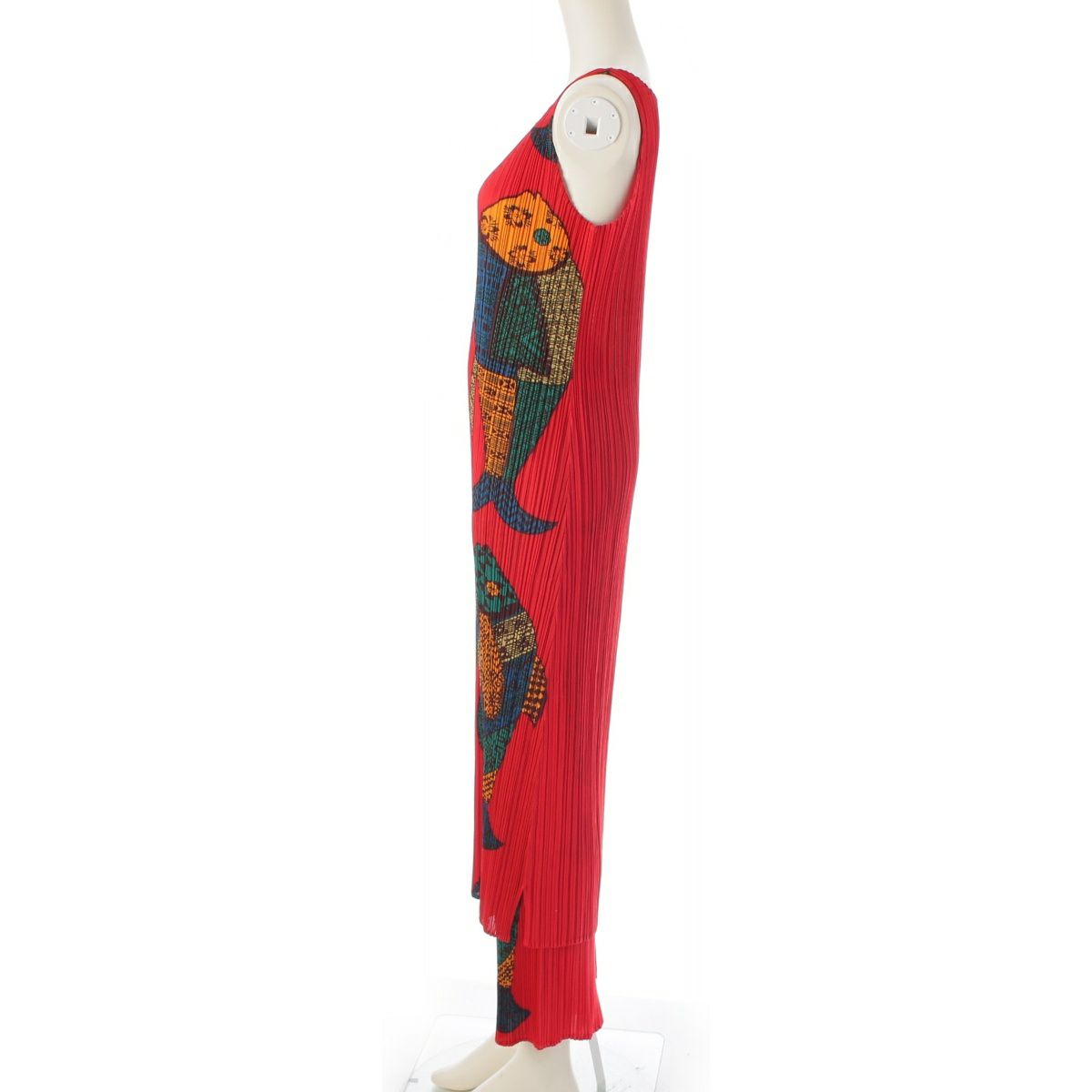 プリーツプリーズ イッセイミヤケ 魚柄 ノースリーブ パンツ  