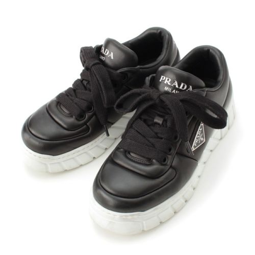 プラダ ナッパレザー トライアングルロゴ パデッド スニーカー 厚底 シューズ ブラック 5