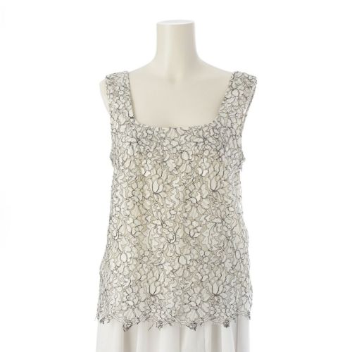 シャネル コットン レース ノースリーブ ブラウス トップス P53157V39649 ホワイト 38