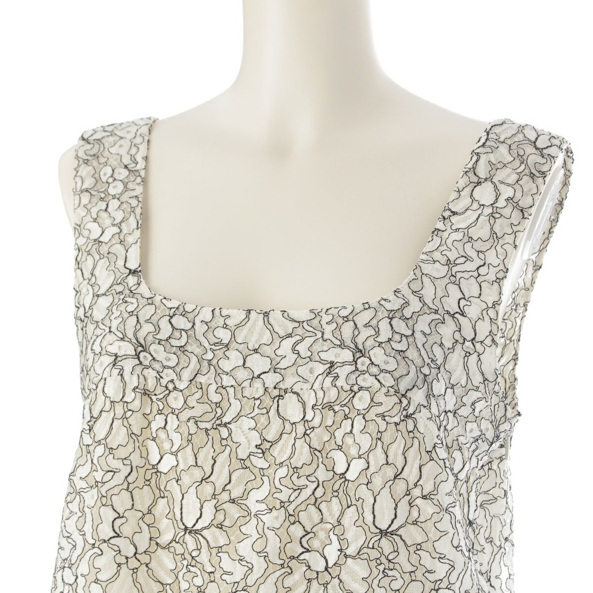 シャネル コットン レース ノースリーブ ブラウス トップス  