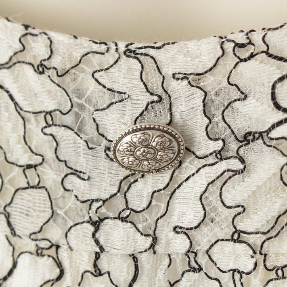 シャネル コットン レース ノースリーブ ブラウス トップス  