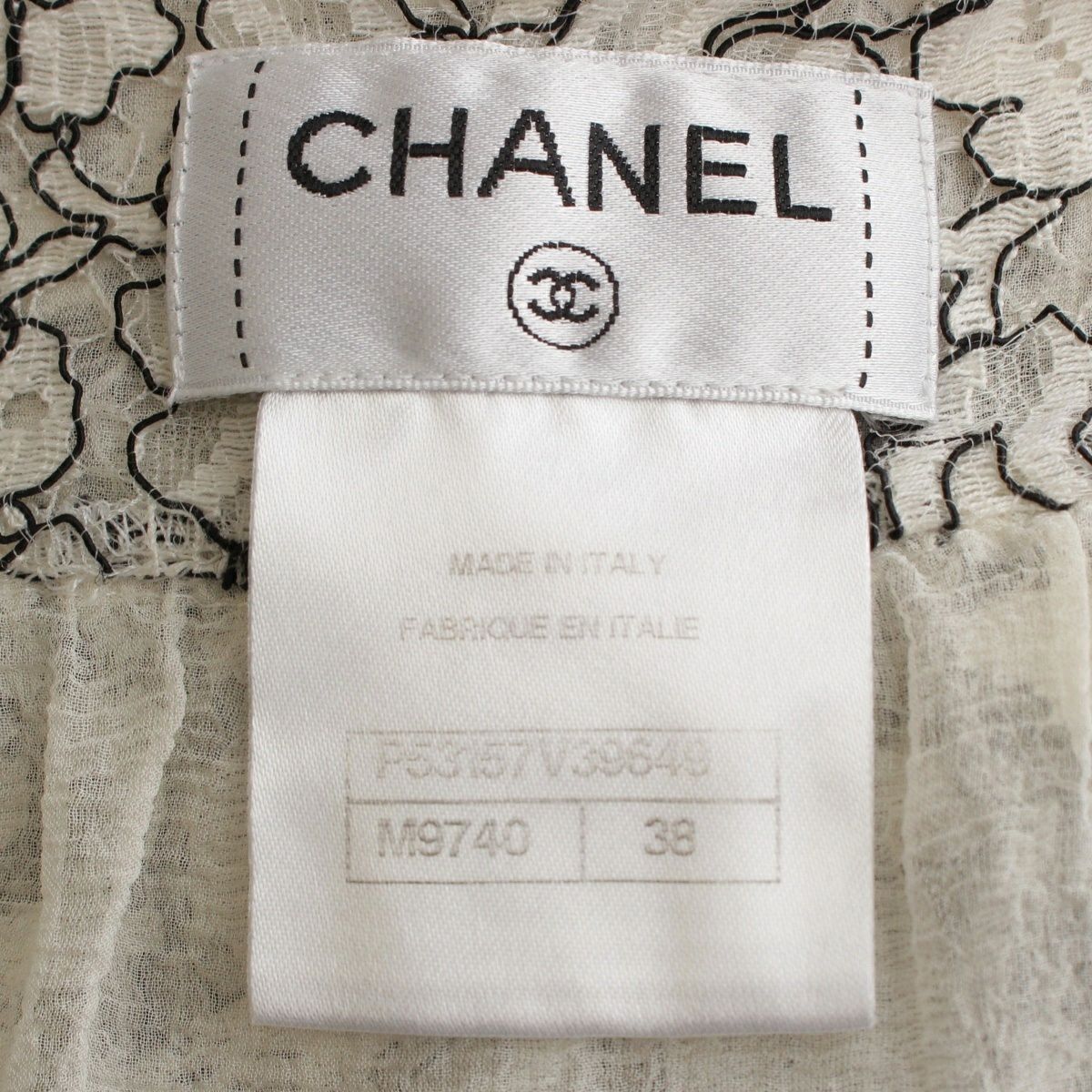 シャネル コットン レース ノースリーブ ブラウス トップス  