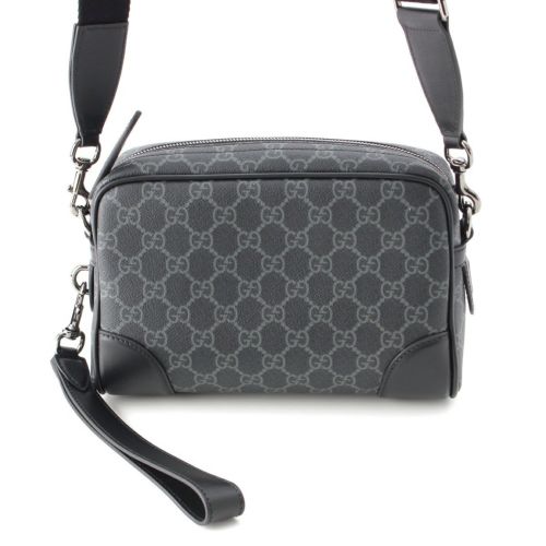 グッチ 25年 ソフトGGファブリック GGエンブレム クロス ボディバッグ 821155 ブラック スモール
