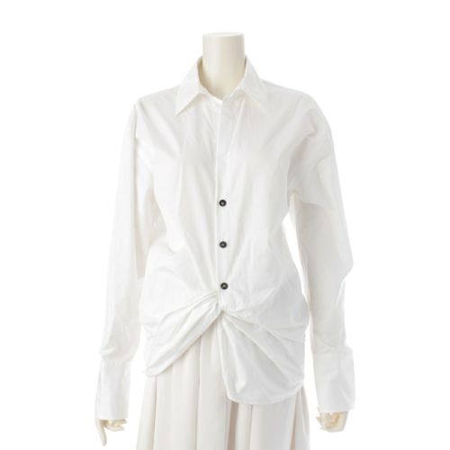 サルヴァトーレフェラガモ コットン ツイストデザイン スキッパー 長袖シャツ トップス ホワイト 38