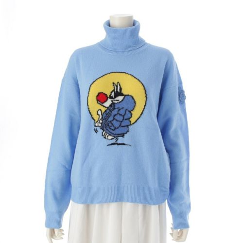 モンクレール JW ANDERSON ウール×カシミヤ タートルネック ニット セーター トップス ブルー S