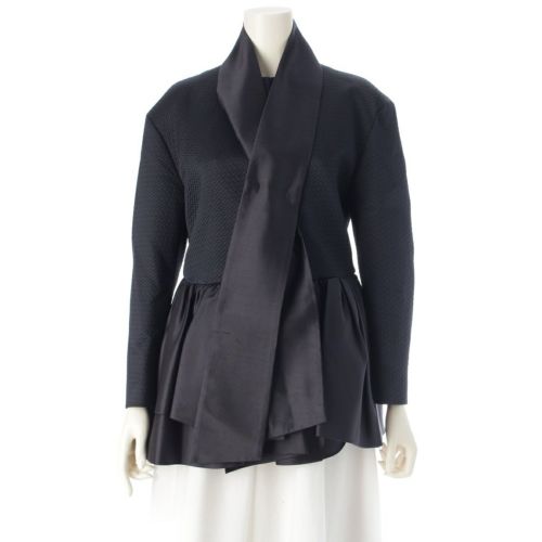 ドゥロワー タイ デザイン ノーカラー チュニック ジャケット 6522-299-0746 ネイビー