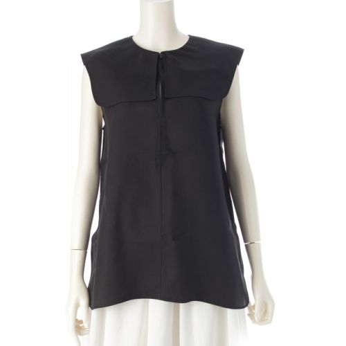 ジルサンダー レーヨン シルク ビッグカラー ノースリーブ ブラウス トップス JSPU560606WU39190021 ブラック 36