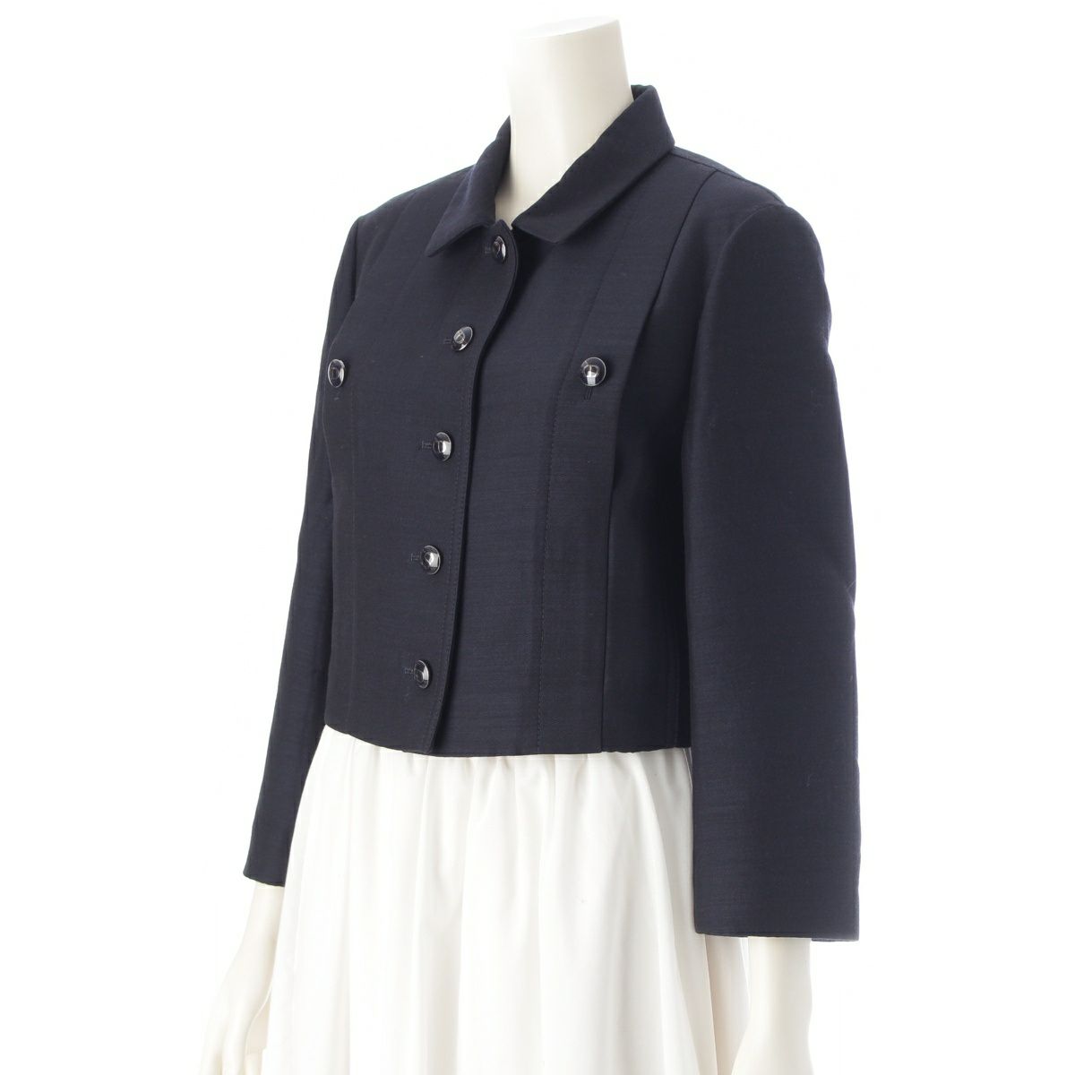 クリスチャンディオール ノーカラージャケット CDロゴ釦 ストライプ S Christian Dior ディオール セットアップ ジャケット スカート