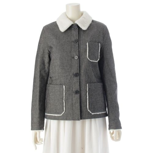 クリスチャンディオール 21-22FW コットン bee 刺繍 ボア ジャケット アウター 157V54A3439 ブラック ホワイト 38